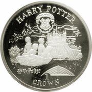 1 Crown - Elizabeth II Journey to Hogwarts; Silver Proof, United Kingdom, 2001 reverse image