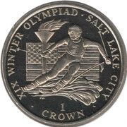 1 Crown - Elizabeth II Winter Olympics Salt Lake City - skier, United Kingdom, 2002 reverse image