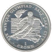 1 Crown - Elizabeth II Winter Olympics Salt Lake City - skier, United Kingdom, 2002 reverse image