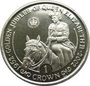 1 Crown - Elizabeth II Golden Jubilee-Queen on horseback, United Kingdom, 2002 reverse image
