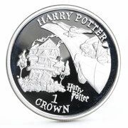 1 Crown - Elizabeth II Arriving at The Burrow; Silver Proof, United Kingdom, 2002 reverse image