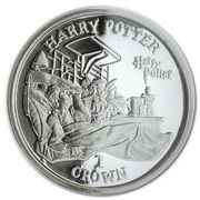 1 Crown - Elizabeth II Harry Potter in hospital; Silver Proof, United Kingdom, 2002 reverse image
