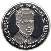 1 Crown - Elizabeth II Prince William's 21st Birthday; Silver Proof, United Kingdom, 2003 reverse image