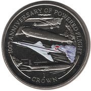 1 Crown - Elizabeth II 100th Anniversary of Powered Flight; coloured version, United Kingdom, 2003 reverse image