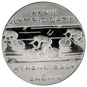 1 Crown - Elizabeth II Olympic Games Athens - Cyclists; Silver Proof, United Kingdom, 2003-2004 reverse image