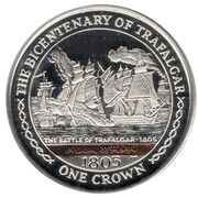 1 Crown - Elizabeth II The Battle of Trafalgar; Silver Proof with copper inlay, United Kingdom, 2005 reverse image