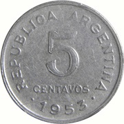 5 Centavos larger head; smooth edge obverse image