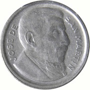5 Centavos larger head; smooth edge, Argentina, 1953 reverse image