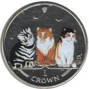 1 Crown - Elizabeth II Shorthair Cat - coloured version, United Kingdom, 2006 reverse image