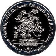 1 Crown - Elizabeth II Diamond Wedding - Bouquet; Silver Proof, United Kingdom, 2007 reverse image