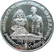 1 Crown - Elizabeth II Diamond Wedding - Wedding Portrait, United Kingdom, 2007 reverse image