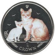 1 Crown - Elizabeth II Burmilla Cat; Coloured, United Kingdom, 2008 reverse image