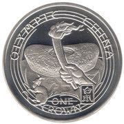 1 Crown - Elizabeth II Olympics Beijing - Olympic torch and stadium; silver proof issue, United Kingdom, 2008 reverse image