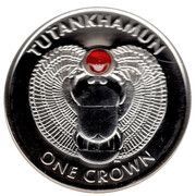1 Crown - Elizabeth II Tutankhamun - Scarab; Silver proof with Carnelian stone inset, United Kingdom, 2008 reverse image
