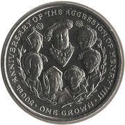 1 Crown - Elizabeth II Henry VIII and Wives, United Kingdom, 2009 reverse image