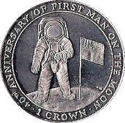 1 Crown - Elizabeth II 4th portrait; First Man on the Moon, United Kingdom, 2009 reverse image
