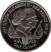 1 Crown - Elizabeth II Queen Elizabeth II and Prince Philip birthdays, United Kingdom, 2011 reverse image
