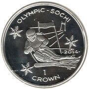 1 Crown - Elizabeth II Alpine Skiing; Silver Proof, United Kingdom, 2013 reverse image