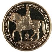 1 Crown - Elizabeth II Longest reigning monarch - Silver Proof, United Kingdom, 2015 reverse image