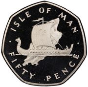 50 Pence - Elizabeth II 2nd portrait; Platinum Proof, United Kingdom, 1976-1979 reverse image