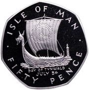 50 Pence - Elizabeth II Day of Tynwald; Platinum Proof, United Kingdom, 1979 reverse image