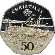 50 Pence - Elizabeth II Christmas; Mule, United Kingdom, 1980 reverse image
