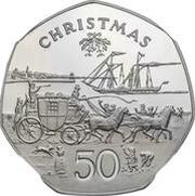 50 Pence - Elizabeth II Christmas; Platinum Proof, United Kingdom, 1980 reverse image