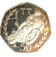50 Pence - Elizabeth II Tourist Trophy Motorcycle Races; Silver Proof, United Kingdom, 1981 reverse image