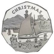 50 Pence - Elizabeth II Christmas; Platinum Proof, United Kingdom, 1981 reverse image