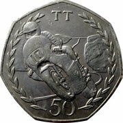 50 Pence - Elizabeth II Tourist Trophy Motorcycle Races, United Kingdom, 1982 reverse image