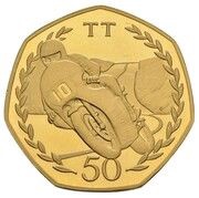 50 Pence - Elizabeth II Tourist Trophy Motorcycle Races; Gold Proof, United Kingdom, 1982 reverse image