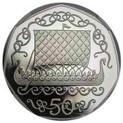 50 Pence - Elizabeth II 2nd portrait; Platinum Proof, United Kingdom, 1982-1983 reverse image