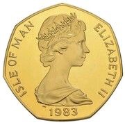 50 Pence - Elizabeth II Tourist Trophy Motorcycle Races; Gold Proof obverse image