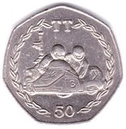 50 Pence - Elizabeth II Tourist Trophy Motorcycle Races, United Kingdom, 1984 reverse image