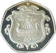 50 Pence - Elizabeth II 3rd portrait; Silver Proof, United Kingdom, 1985 reverse image