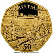 50 Pence - Elizabeth II Christmas; Gold Proof, United Kingdom, 1987 reverse image