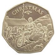 50 Pence - Elizabeth II Christmas; Silver Proof, United Kingdom, 1988 reverse image