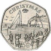 50 Pence - Elizabeth II Christmas, United Kingdom, 1990 reverse image