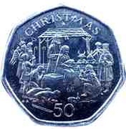 50 Pence - Elizabeth II Christmas, United Kingdom, 1991 reverse image