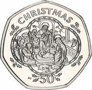 50 Pence - Elizabeth II Christmas; Silver Proof, United Kingdom, 1993 reverse image