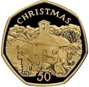 50 Pence - Elizabeth II Christmas 1996; Gold Proof, United Kingdom, 1996 reverse image