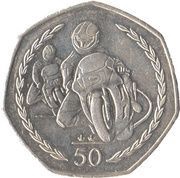 50 Pence - Elizabeth II TT Motorcycle Races, United Kingdom, 1997 reverse image