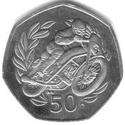 50 Pence - Elizabeth II TT Motorcycle Races, United Kingdom, 1999 reverse image