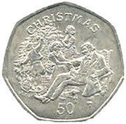 50 Pence - Elizabeth II Christmas, United Kingdom, 1999 reverse image