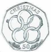 50 Pence - Elizabeth II 5th Day of Christmas, United Kingdom, 2009 reverse image