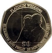 50 Pence - Elizabeth II Platinum Wedding - The Royal Carriage, United Kingdom, 2017 reverse image