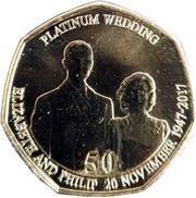 50 Pence - Elizabeth II Platinum Wedding - The Royal Engagement, United Kingdom, 2017 reverse image