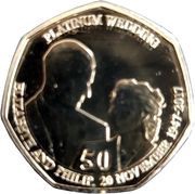 50 Pence - Elizabeth II Platinum Wedding - The Royal Honeymoon, United Kingdom, 2017 reverse image