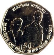 50 Pence - Elizabeth II Platinum Wedding - Her Royal Highness, United Kingdom, 2017 reverse image