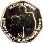50 Pence - Elizabeth II Platinum Wedding - Royal Memories, United Kingdom, 2017 reverse image